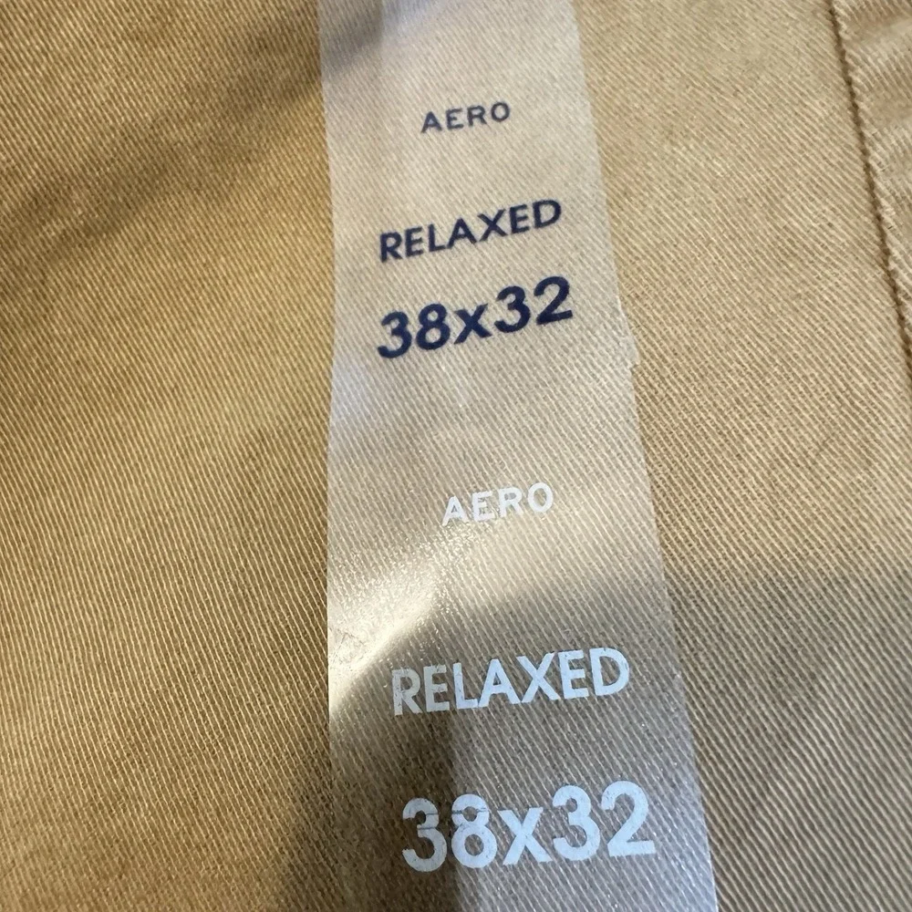 Aeropostale Pants Mens 38x32‎ Tan Relaxed Fit Flat Front Chino Normcore Stretch